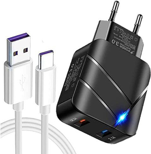 Alfa Wall Charger Accessory Combo for Smartphones (Black, White)