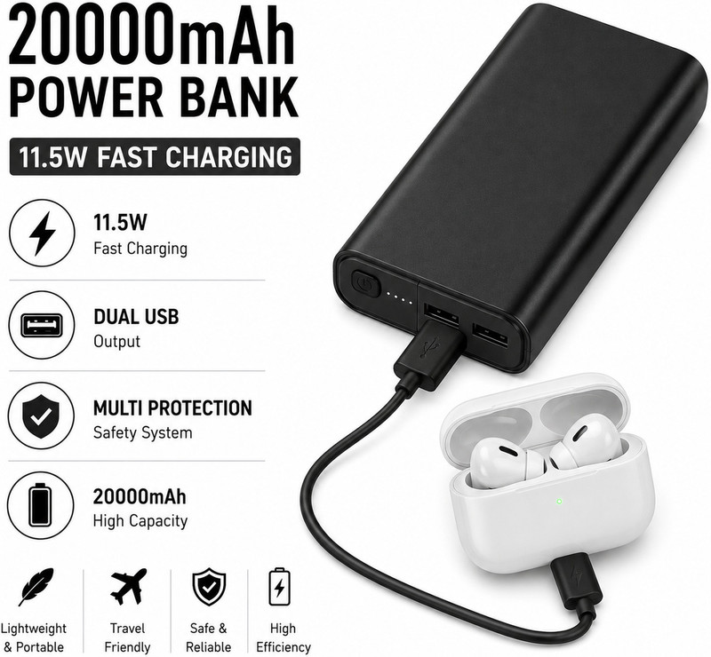 Infrico Power Bank Accessory Combo for Smartphones (Black)
